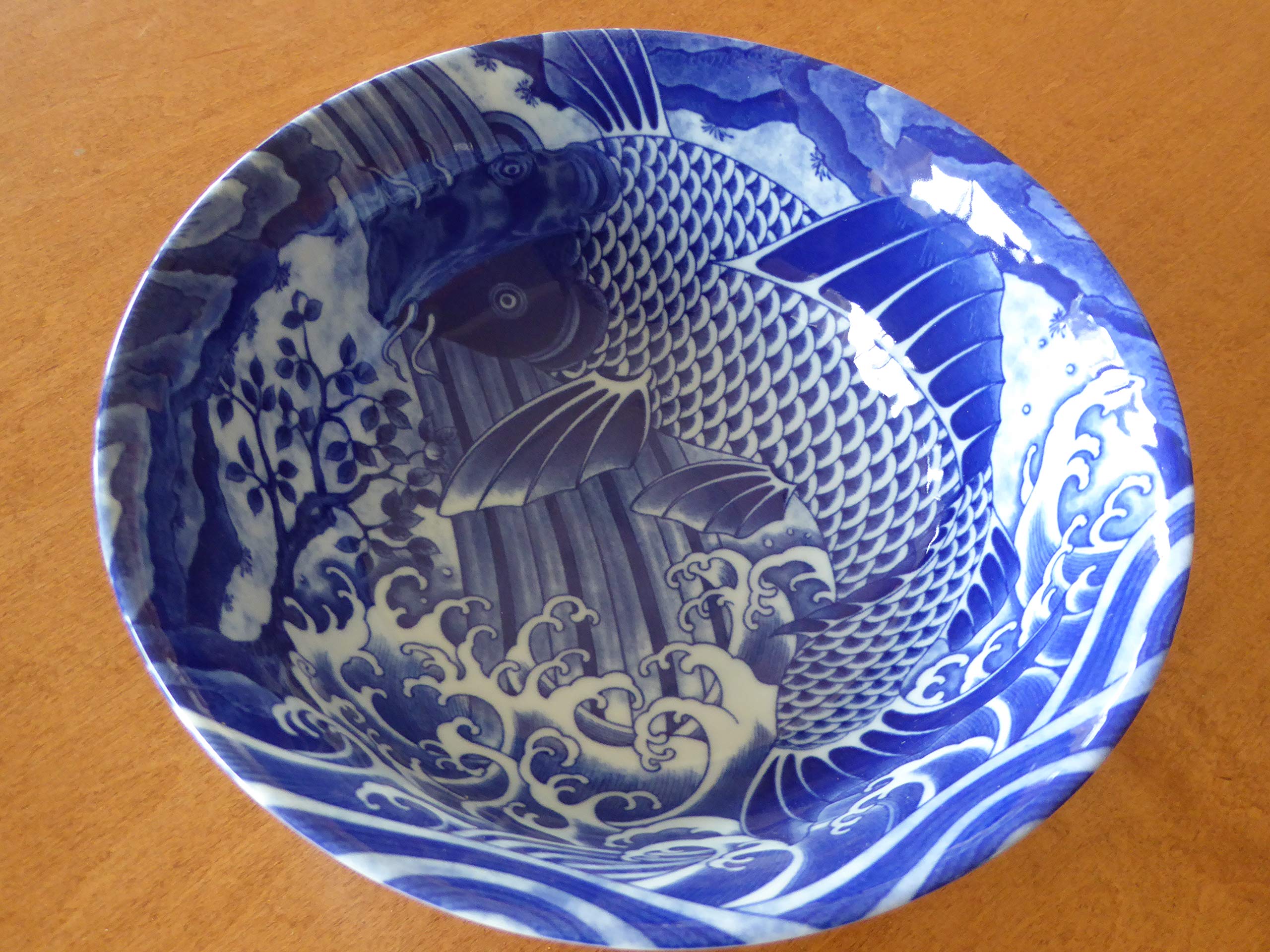 1 PC. Japanese 8"D Porcelain Ramen Noodle Soup Bowl KOI Carp Design/Made Japan