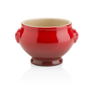 le creuset heritage stoneware soup bowl, 20-ounce, cerise (cherry red)