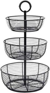 snack dip bowls dishware multi-layer black wrought iron fruit basket,two-layer three-layer circular storage rack fruit and vegetable dried fruit basket for kitchen restaurant gifts