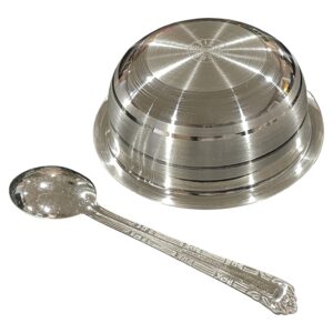 999 Pure Silver 3.75 inch Bowl & Spoon Set -3.75 inch Set#01