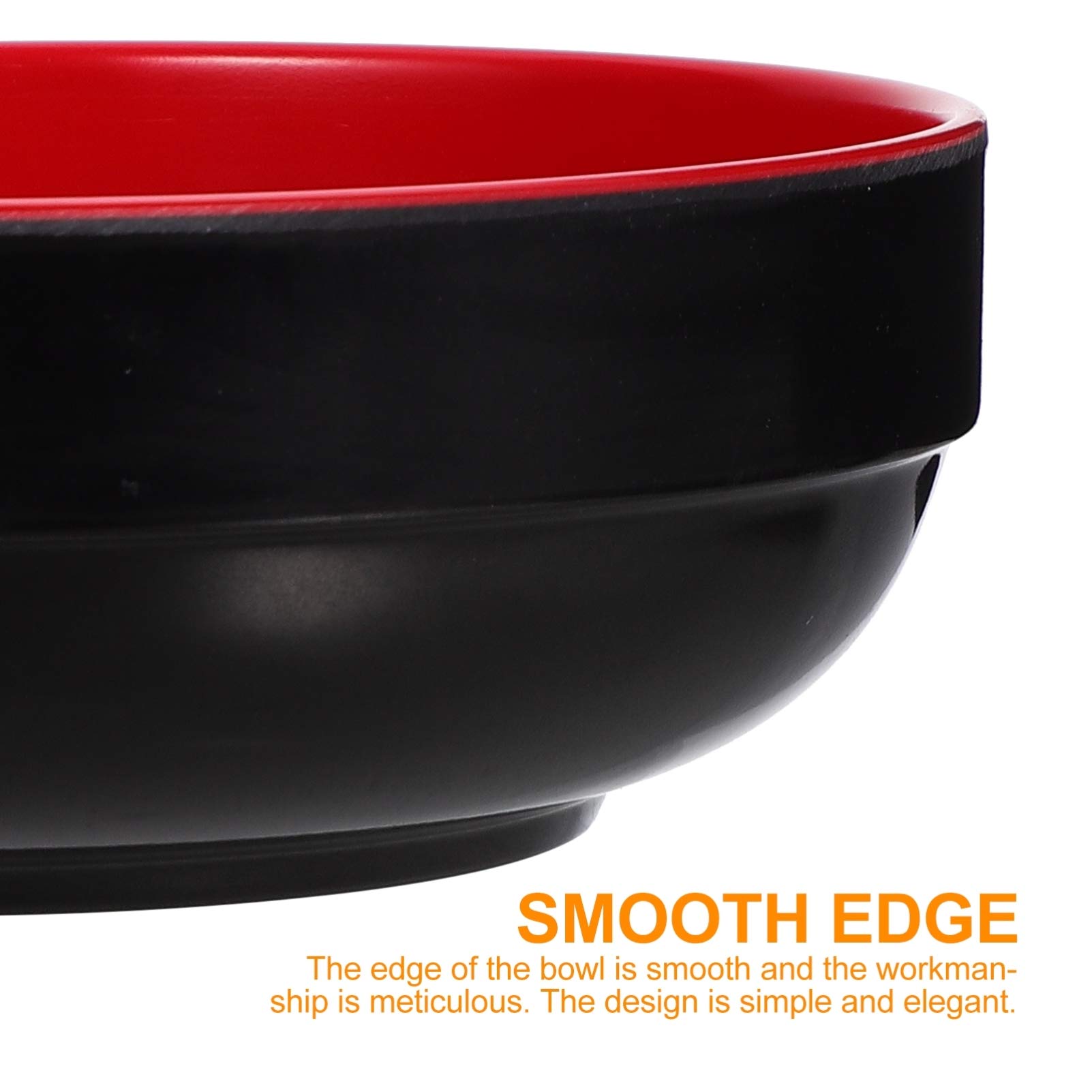 Hemoton Ramen Soup Bowls Japanese Style Wonton Dumpling Noodle Black Red Melamine Bowl Food Serving Container Bowl for Home Kitchen