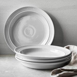 STAUB Ceramic Dinnerware 4-pc 9.5-inch Soup/Pasta Bowl Set - White