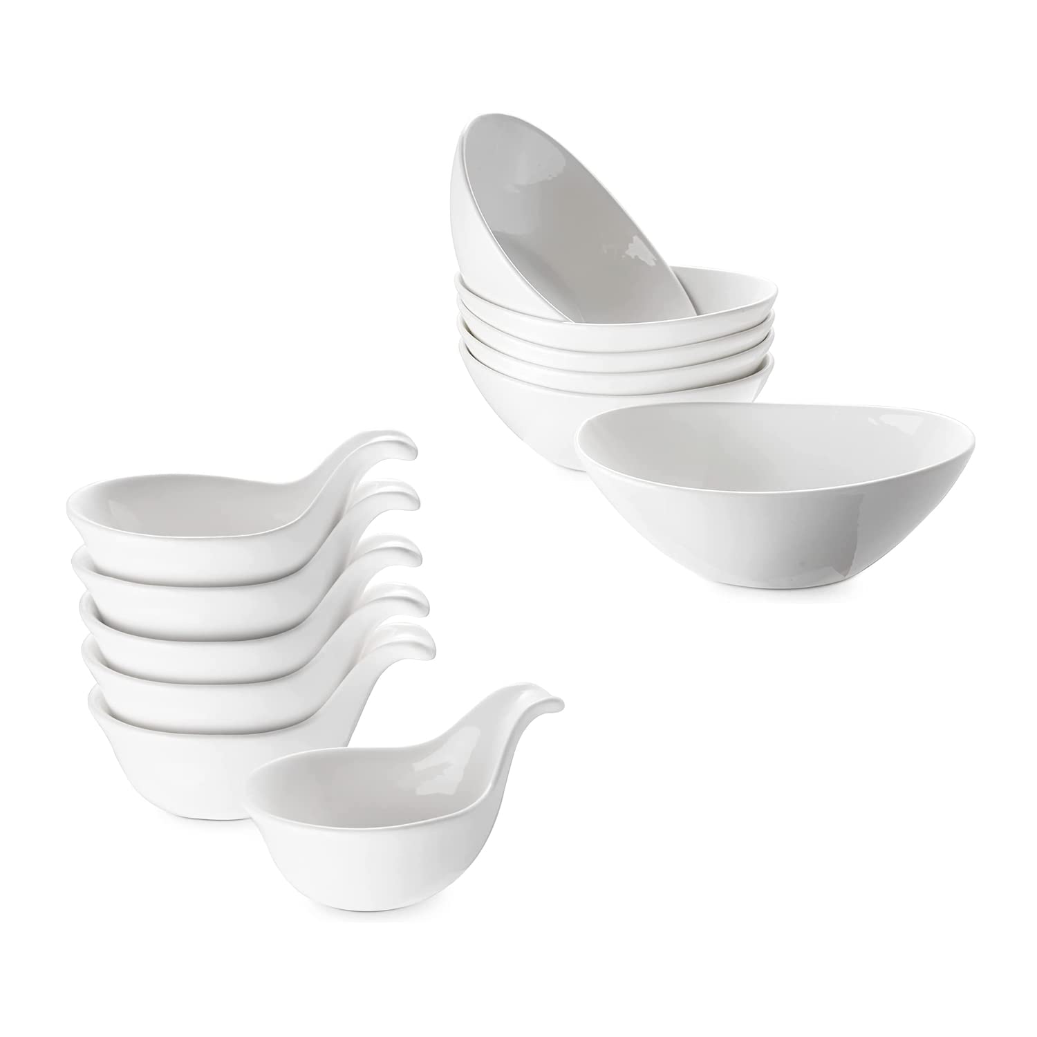 DOWAN 16 OZ Cereal Bowls and 3 OZ Dipping Bowls with Handles