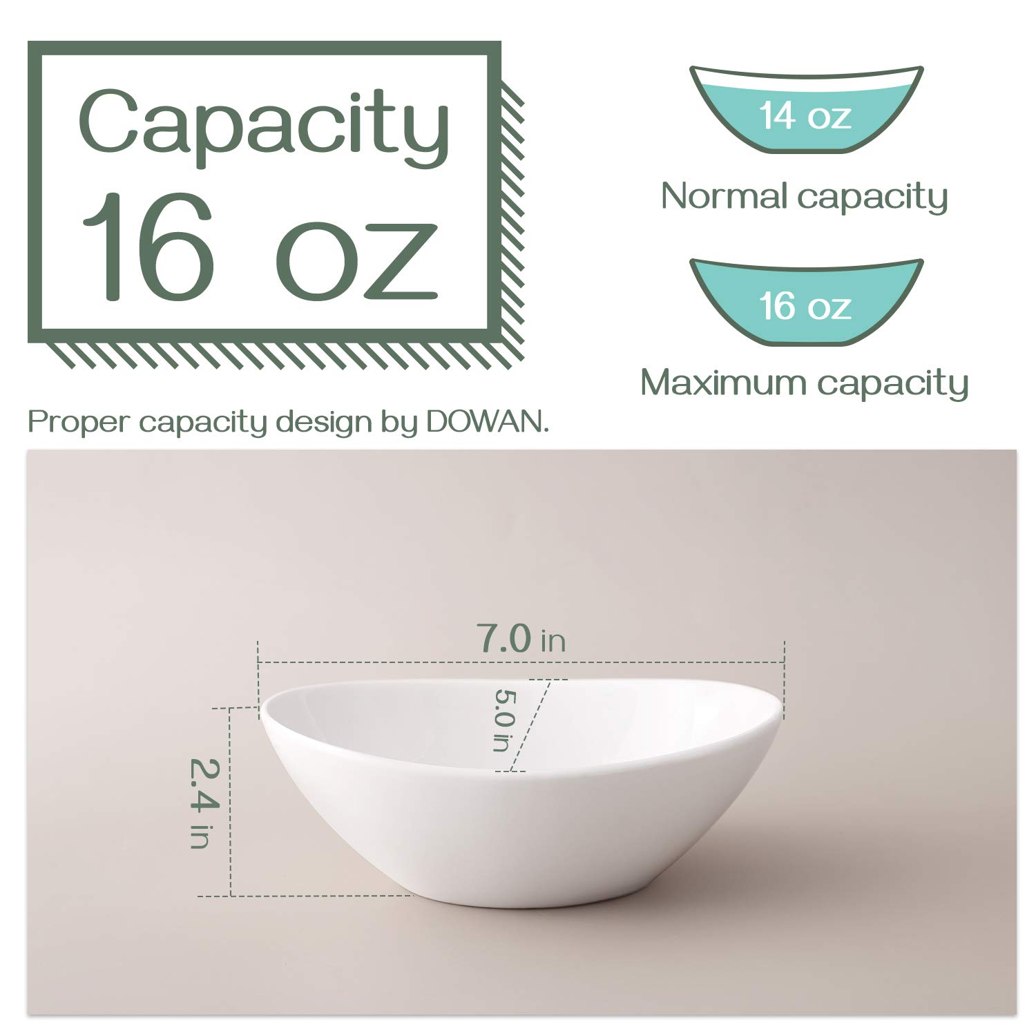 DOWAN 16 OZ Cereal Bowls and 3 OZ Dipping Bowls with Handles