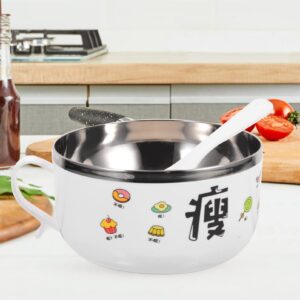 Kichvoe Instant Noodle Bowl Metal Bento Boxes Picnic Noodle Bowls Food Ramen Soup Bowl Mug 40 Oz Tumbler Thermal Insulated Bowl Microwave Ramen Bowls Cartoon Thermal Box Stainless Steel