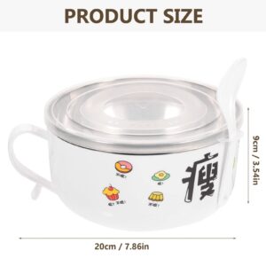 Kichvoe Instant Noodle Bowl Metal Bento Boxes Picnic Noodle Bowls Food Ramen Soup Bowl Mug 40 Oz Tumbler Thermal Insulated Bowl Microwave Ramen Bowls Cartoon Thermal Box Stainless Steel