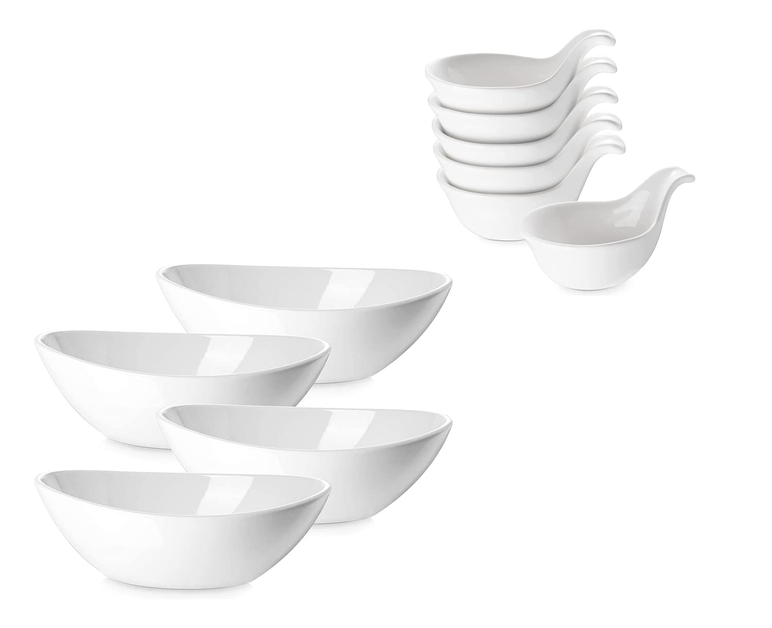 DOWAN Bundle 3 OZ Dipping Bowls with Handles and 36 OZ Salad Bowls