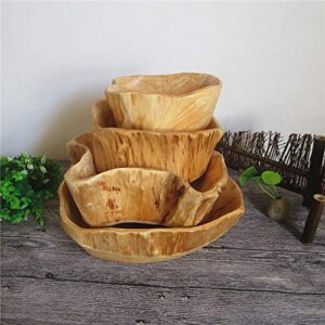 Wooden Bowl for Decor Handmade Storage Natural Root Wood Crafts Bowl Fruit Bowl Salad Key Decorative Serving Bowls, Random Shape (15~19cm)