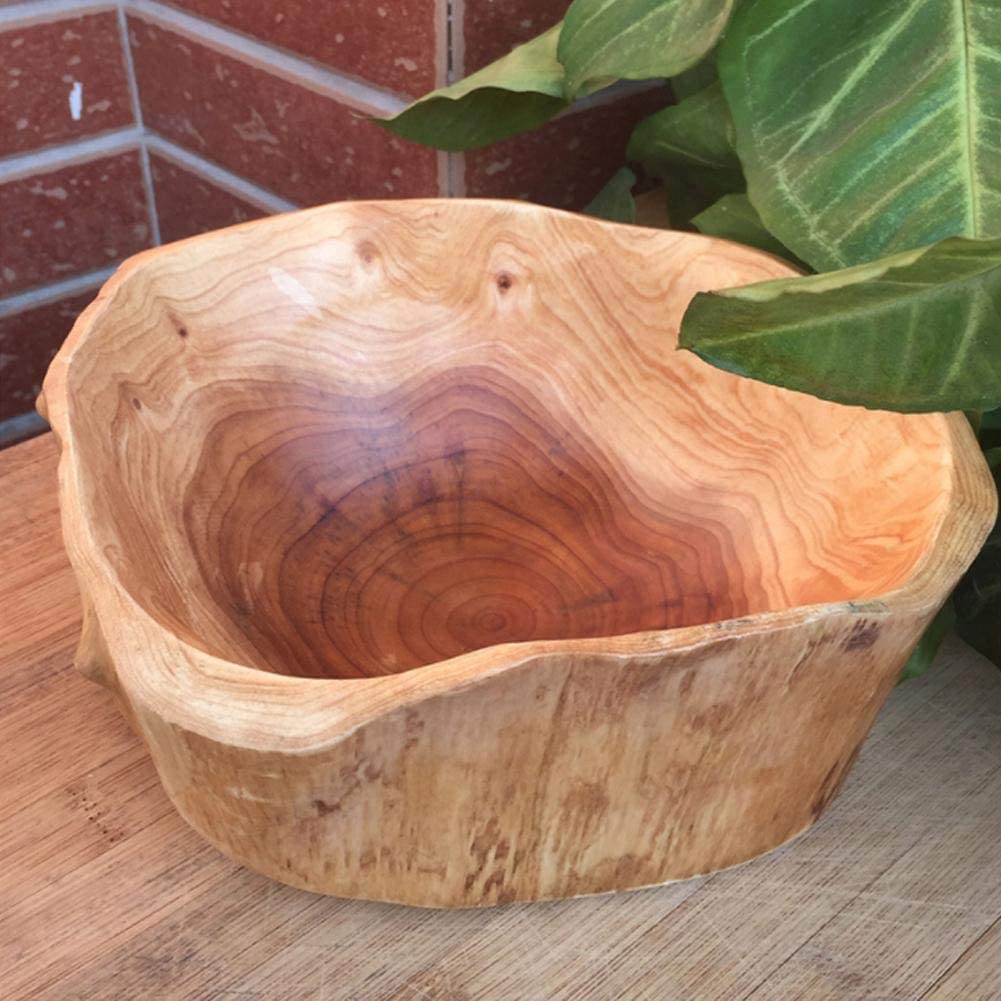 Wooden Bowl for Decor Handmade Storage Natural Root Wood Crafts Bowl Fruit Bowl Salad Key Decorative Serving Bowls, Random Shape (15~19cm)