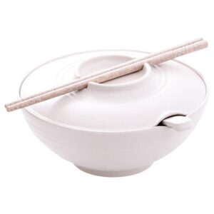 kichvoe 1 set instant noodle bowl rice bowl porcelain ramen bowl ramen bowl with chopstick ceramic bowl with lid fruit bowl melamine bowls dessert cereal ceramics white unbreakable bamboo