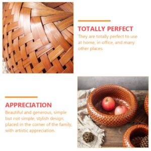 CIYODO 1pc Container Serving Wood Dining Handwoven Kitchen Bread Baskets Dishes Bowl Wooden Sundries Farmhouse Wicker for Bathroom Fruit Decorative Decoration Retro Household Xxcm