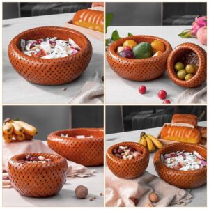 CIYODO 1pc Container Serving Wood Dining Handwoven Kitchen Bread Baskets Dishes Bowl Wooden Sundries Farmhouse Wicker for Bathroom Fruit Decorative Decoration Retro Household Xxcm