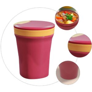 Cabilock Portable Soup Mug Soup Cup with Spoon Insulated Food Container Microwave Soup Mug with Lid Lunch Flask Oatmeal Bowls Microwave Safe Leakproof Travel Plastic Pp Food Jar