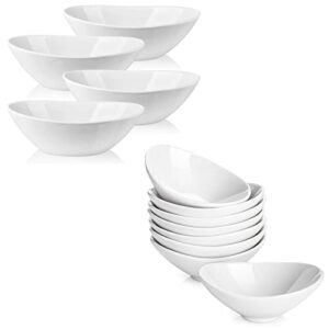 lifver 9" large serving bowls set of 4 mini dipping bowls set of 8