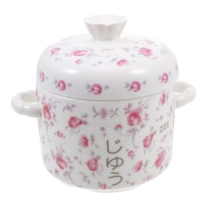 angoily ceramic stew pot with lid and handle steam soup bowl steaming cup for egg custard medicinal birds nest pink