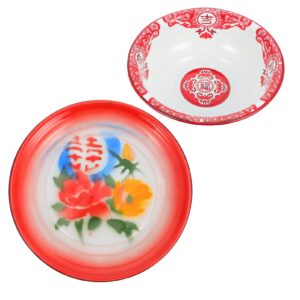 aboofan 2pcs vintage enamel plate decorative chinese flower fu pattern serving tray dish washing bowl basins porcelain fruit dessert lunch soup pasta meals plate
