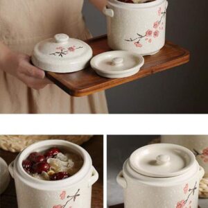 TONGTONG Japanese Style Ceramic Soup Bowl with Double Lid Steam Stewed Pot Home Kitchen Soup Pot for Egg Medicinal Birds Nestt # 21