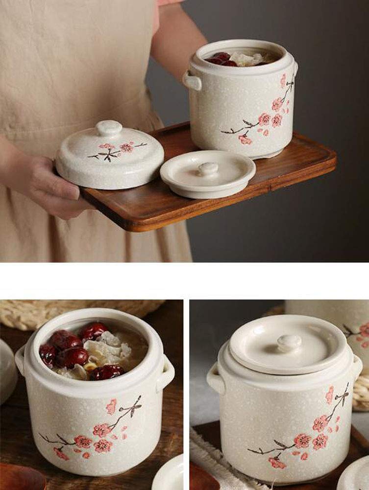 TONGTONG Japanese Style Ceramic Soup Bowl with Double Lid Steam Stewed Pot Home Kitchen Soup Pot for Egg Medicinal Birds Nestt # 21