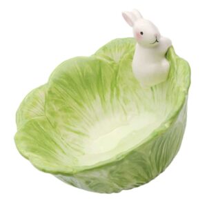 Easter Candy Dishes Easter Bunny Bowl Ceramic Rabbit Bowl Easter Candy Bowl Snack Appetizers Nut Dish Table Decoration Salad Bowl With Cabbage Rabbit Shaped Candy Bowls for Kids