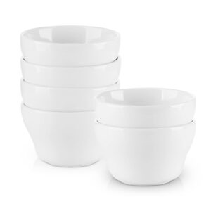 selamica ceramic small bowls dessert bowls 8oz bouillon cups for dessert soup dipping sauce coffee cupping microwave and dishwasher safe- set of 6(white)