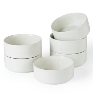 famiware nebula bowls set, 5.5" cereal bowl set, 6 pieces bowls for cereal, soup, rice, oatmeal, white