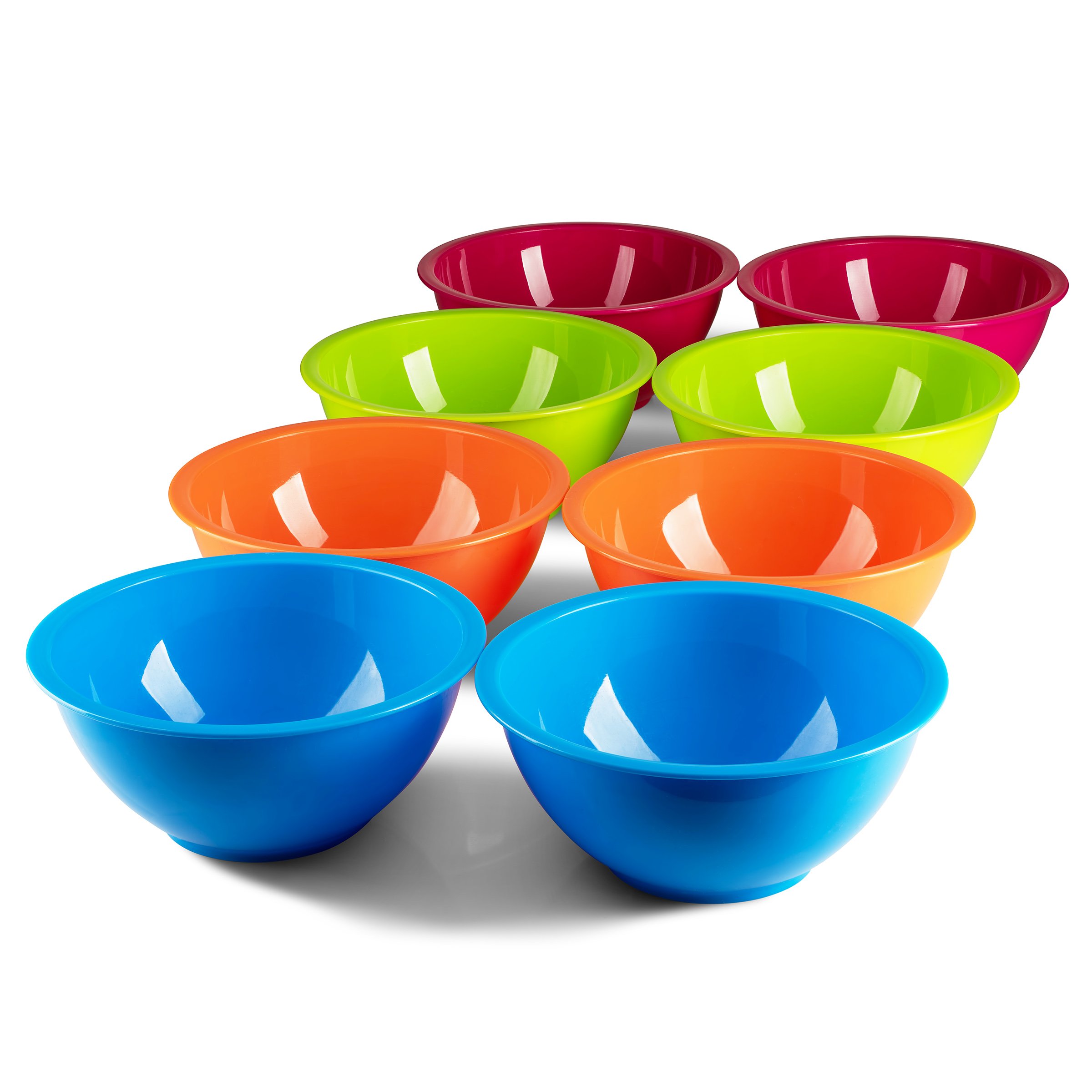 PLASKIDY Cereal Bowls, Includes 8 Plastic Bowls, 22 OZ, Microwave/Dishwasher Safe, BPA Free, 4 Bright Colors, Great for Cereal Bowls, Soup Bowls, Kids Bowls.