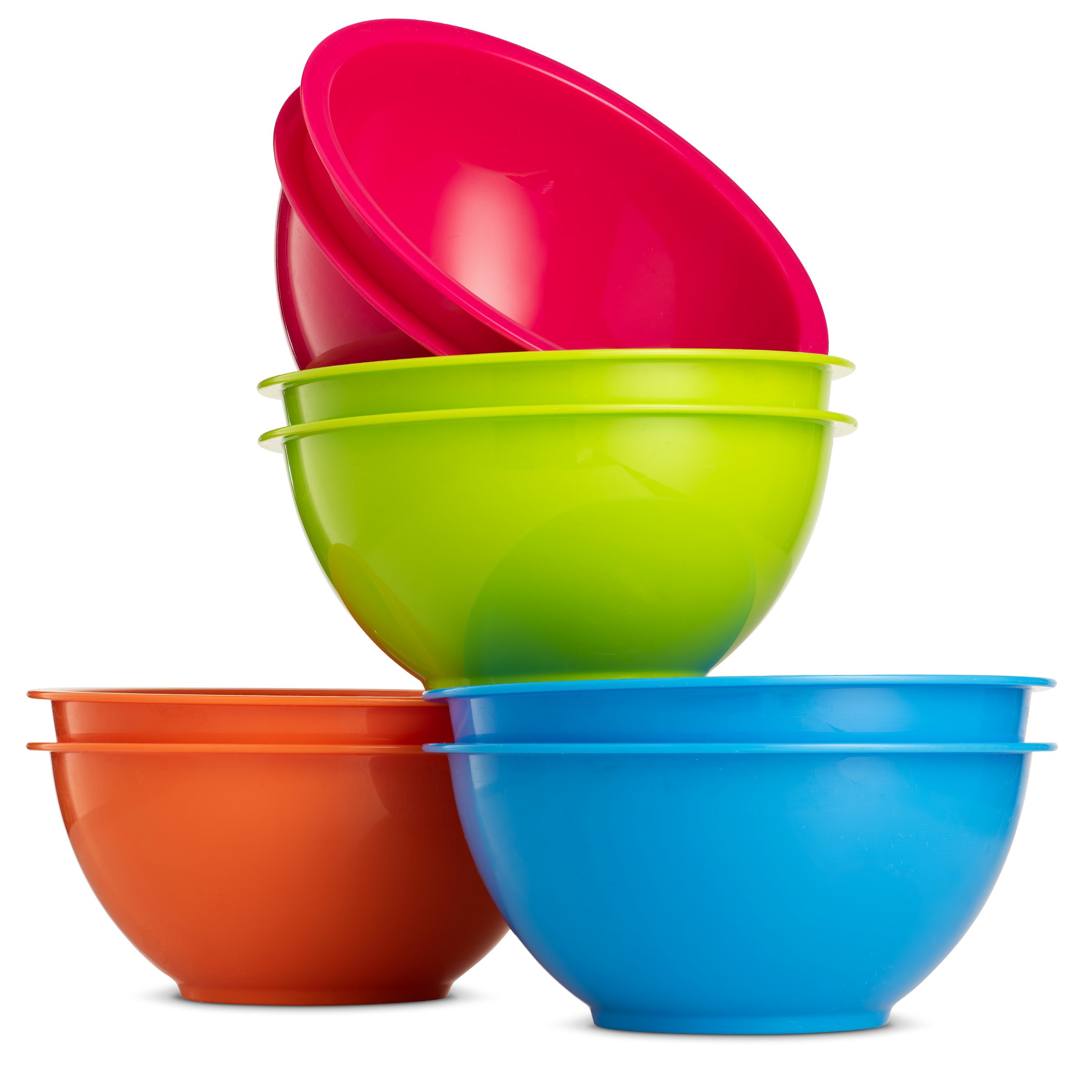 PLASKIDY Cereal Bowls, Includes 8 Plastic Bowls, 22 OZ, Microwave/Dishwasher Safe, BPA Free, 4 Bright Colors, Great for Cereal Bowls, Soup Bowls, Kids Bowls.