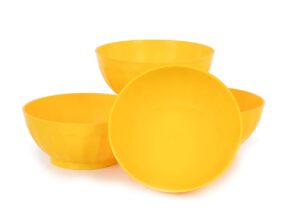mintra unbreakable plastic bowl, yellow 4pk - large, 1.8l, 60oz, 7.75inw x 3.25inh - (part of a set) - salad, snacks, breakfast cereal, fruit, popcorn, soup, colorful, shatterproof, bpa free