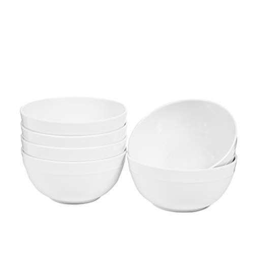 MARJOY Melamine Bowls Set of 6, Soup Bowls, Cereal Bowl, Chip Resistant, Dishwasher Safe, 23 Ounce