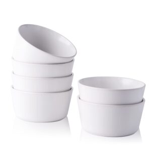 amorarc stoneware cereal bowls set for kitchen, 26 ounce ceramic soup bowls set of 6 for snacks soup cereal breakfast, chip-resistant bowls, matte white