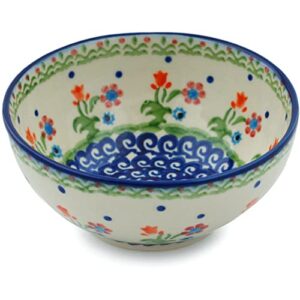 polish pottery rice bowl 5-inch spring flowers