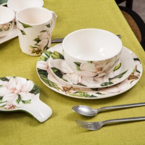 Bico Magnolia Floral Ceramic Bowls Set of 4, 26oz, for Pasta, Salad, Cereal, Soup & Microwave & Dishwasher Safe