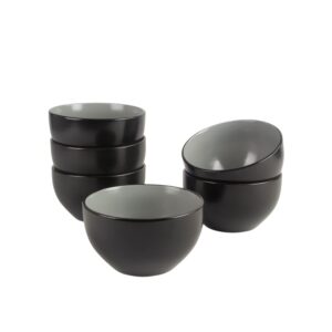 10 strawberry street two tone coupe 5.5”/24 oz. cereal bowl set of 6, black/gray