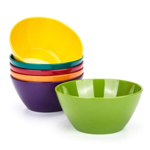 koxin-karlu 6-inch melamine bowls, 26-ounce cereal bowls salad bowl, set of 6 multicolor | 100% melamine, dishwasher safe, bpa free