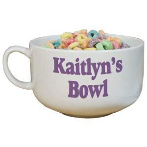 giftsforyounow any message personalized cereal bowl, holds up to 32 oz., white ceramic bowl, cereal bowl with handle