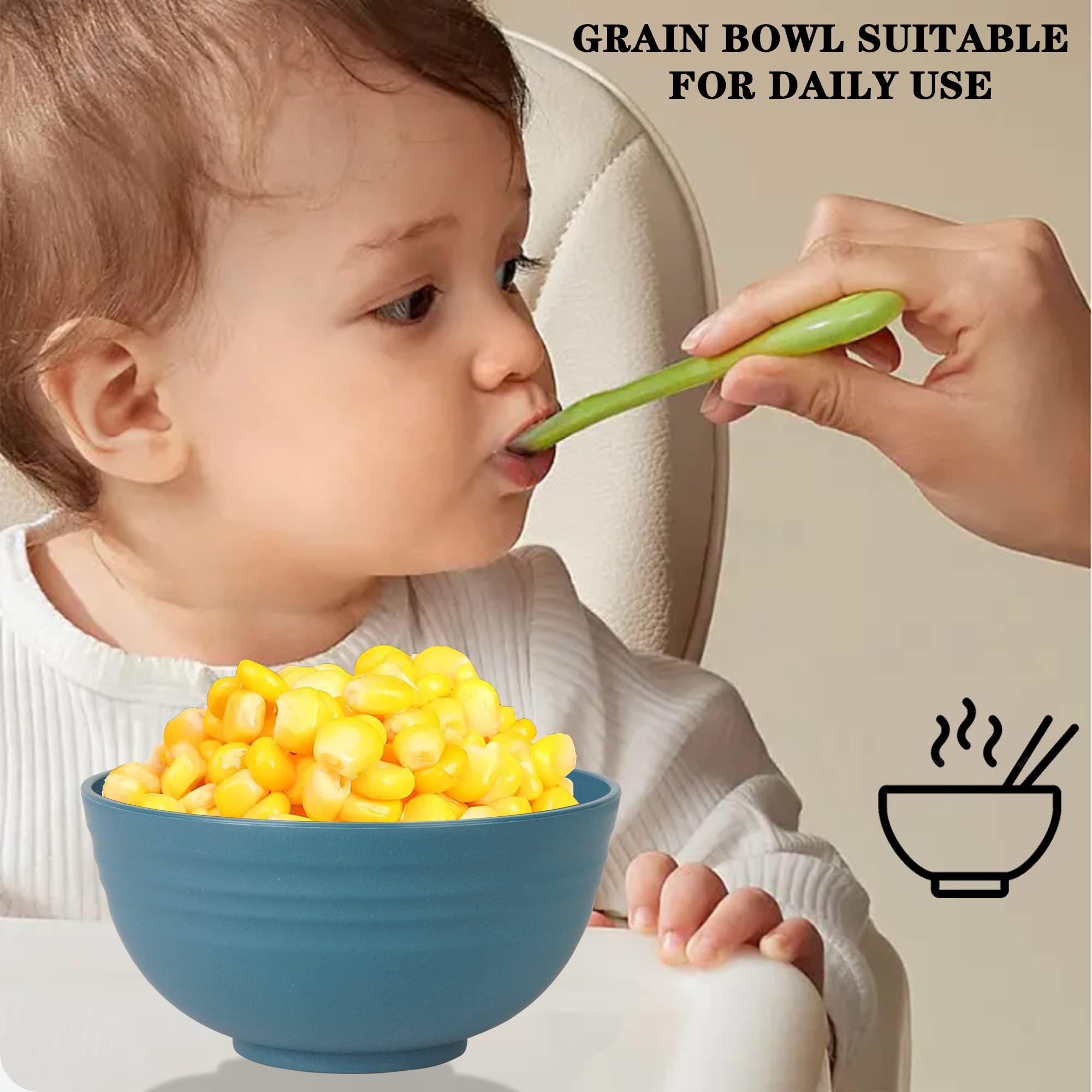 Unbreakable Cereal Bowl 24 Oz - Wheat Straw Fiber Bowl - Salad Bowl - Dessert Bowl - Deep Soup Bowl - Set Of 6 - Microwave And Dishwasher Safe, Bpa Free, Suitable For Children And Adults