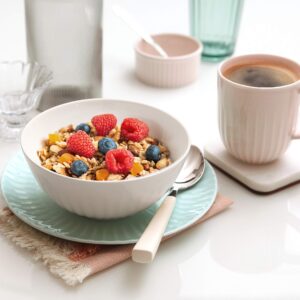 ZEN Pleats Porcelain Cereal Bowls 24oz Set of 6 (Mixed Color)