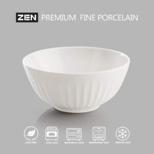 ZEN Pleats Porcelain Cereal Bowls 24oz Set of 6 (Mixed Color)