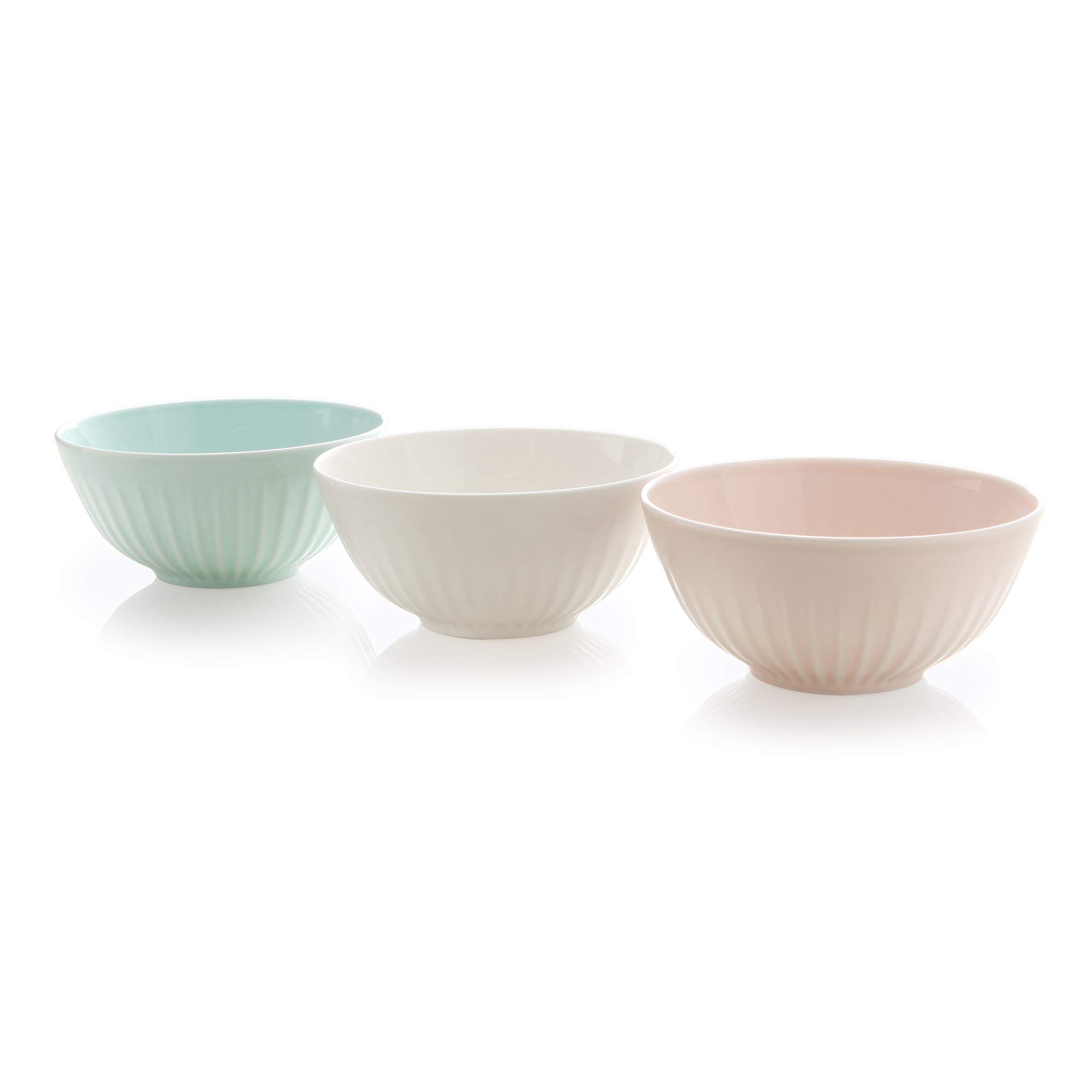 ZEN Pleats Porcelain Cereal Bowls 24oz Set of 6 (Mixed Color)