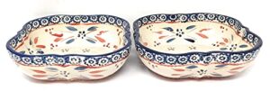 temp-tations set-of-2 sculpted square soup, cereal or serving bowls, stoneware, 7.5" diameter (old world fireworkfetti)