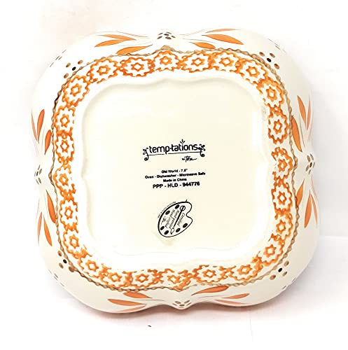 Temp-tations Set-of-2 Sculpted Square Soup, Cereal or Serving Bowls, Stoneware, 7.5" Diameter (Old World Fireworkfetti)