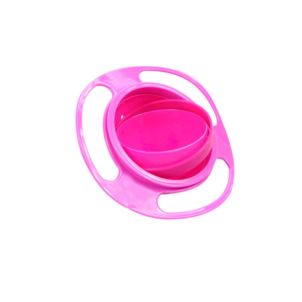 Gyro Bowl Funny 360 Degree Rotate Spill-Proof Bowl with Lid Feeding Without Mess Toy for Toddler Baby Kids Children,Pink