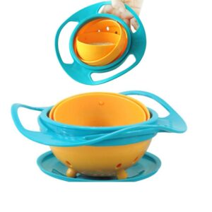 Gyro Bowl Funny 360 Degree Rotate Spill-Proof Bowl with Lid Feeding Without Mess Toy for Toddler Baby Kids Children,Pink