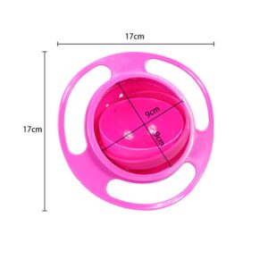 Gyro Bowl Funny 360 Degree Rotate Spill-Proof Bowl with Lid Feeding Without Mess Toy for Toddler Baby Kids Children,Pink