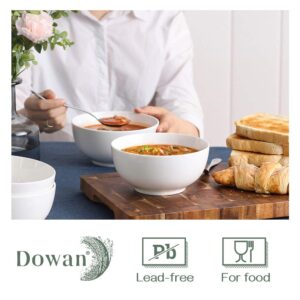 DOWAN Bowls Set of 6, 2.8 Quart Large Serving Pasta Bowls（2 Packs & 22 oz Cereal Salad Bowls (4 Pack), Deep Soup Bowls for Family, Party, 9.5 Inch, White