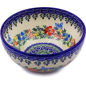 polish pottery bowl 6-inch (corn flower butterfly)