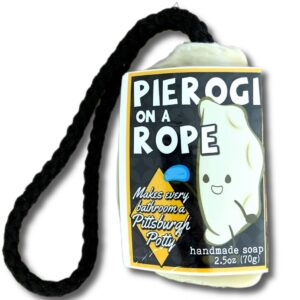 regent park naturals pierogi on a rope | novelty soap on a rope | pittsburgh theme | 3.5oz