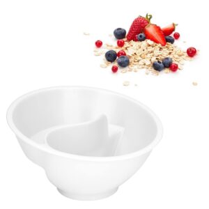 Hidyliu 2-in-1 Double Compartment Cereal Bowl with Separate compartments for Cereal, Milk, Potato Chips and Ketchup(White)