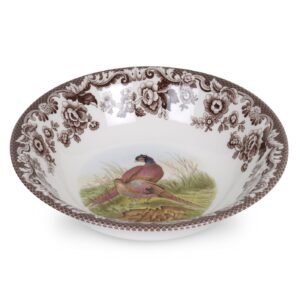spode woodland ascot cereal bowl, birds, 8” | perfect for oatmeal, salads, and desserts | made in england from fine earthenware | microwave and dishwasher safe (pheasant)