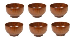 set of 6 japanese style solid wood bowl children kids baby serving tableware for salad rice miso soup fruits decorative display gifts ~we pay your sales tax